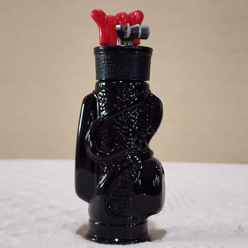 Vintage Avon GOLF BAG AND CLUBS Black Glass Golfer Decor Decoration